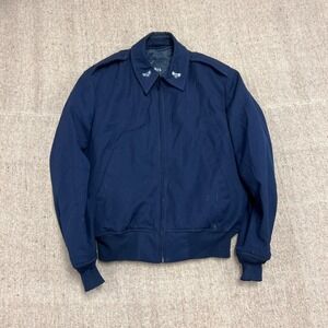 Vintage US Navy Flight Jacket Mens Medium Blue 1980s Zip Up